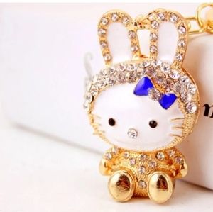 Gold-plated Crystal Hello Kitty bunny pendant necklace BOGO